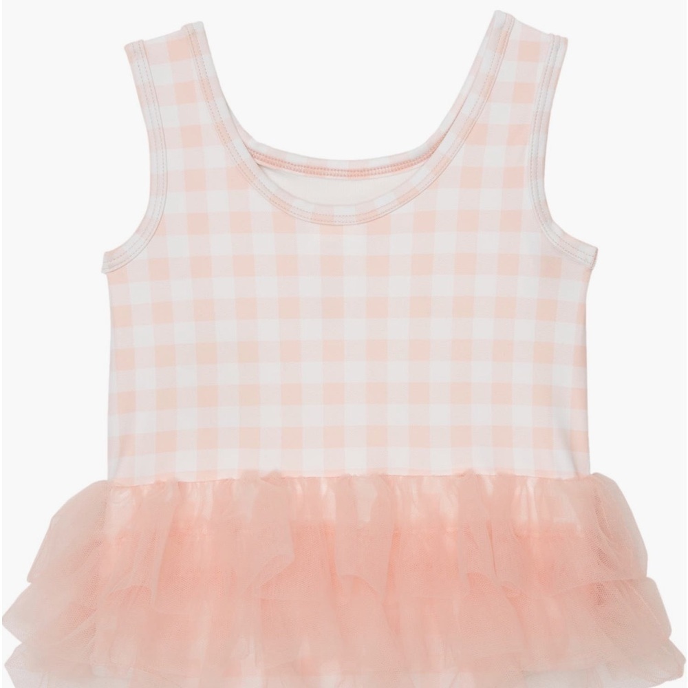 🆕Tucker + Tate Baby Girl Pink Cream Gingham Tutu One Piece Swimsuit::NWT SPF 50 - Picture 4 of 9
